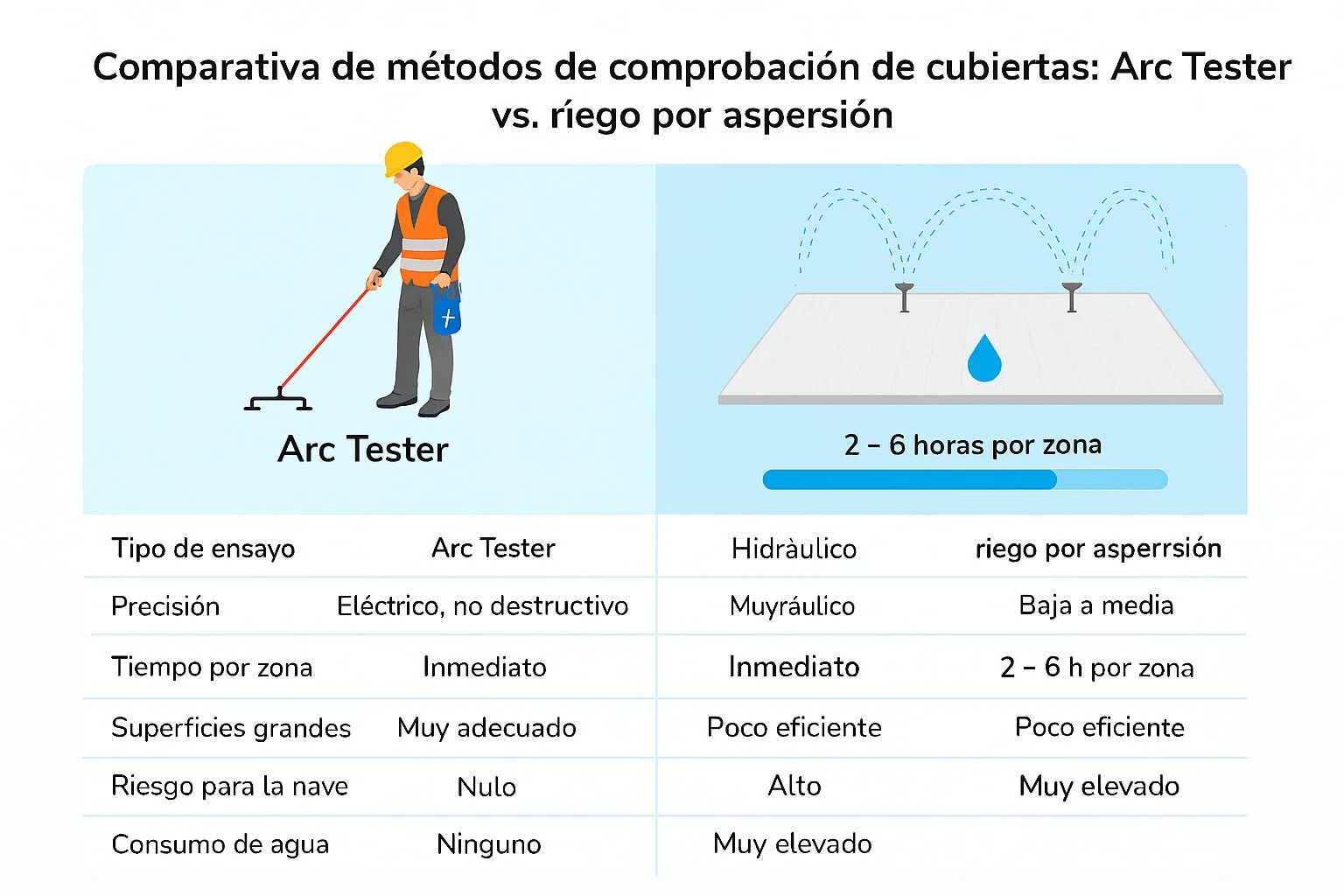 Comparativa Arc Tester vs aspersion comparativa a arc tester